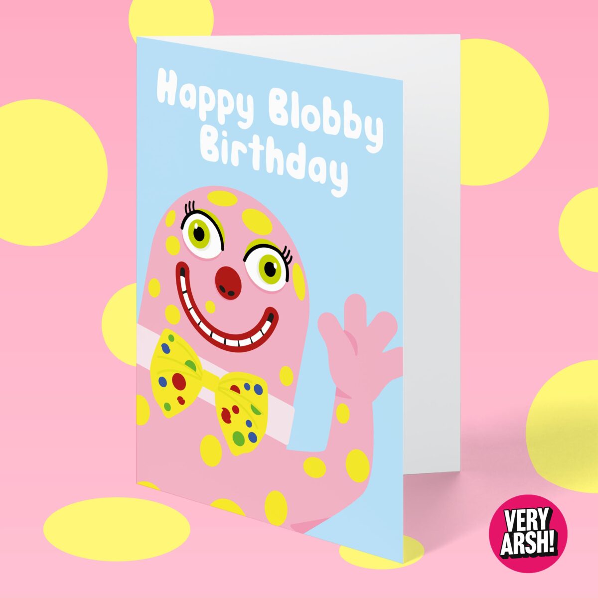 Happy Blobby Birthday - Mr Blobby inspired Birthday Card, Greeting Card