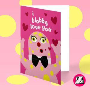 I Blobby Love You - Mr Blobby inspired Greeting Card, Valentine's Day Card